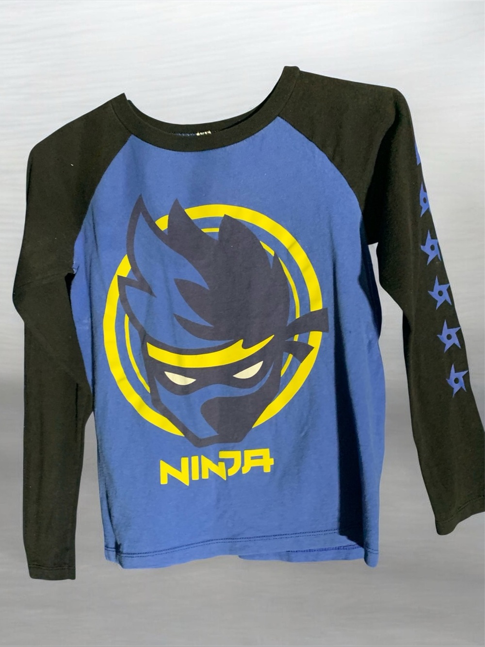 Ninja Blue, Black & Yellow Graphic Long-Sleeve Tee